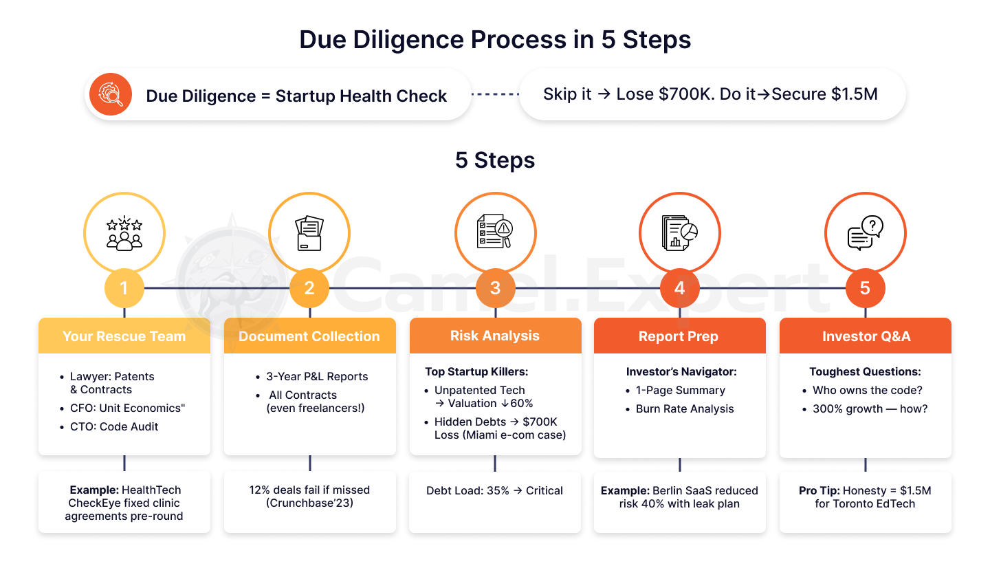 투자자와 만나기 전 due diligence 체크리스트를 검토하는 창업자들