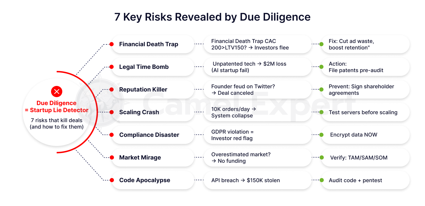 due diligence 공정 단계를 보여주는 흐름도.